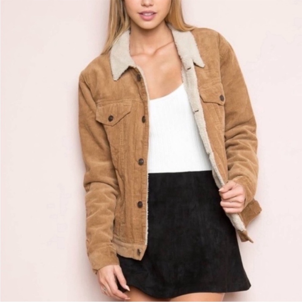 Corduroy Faux Sherpa Lined Jacket